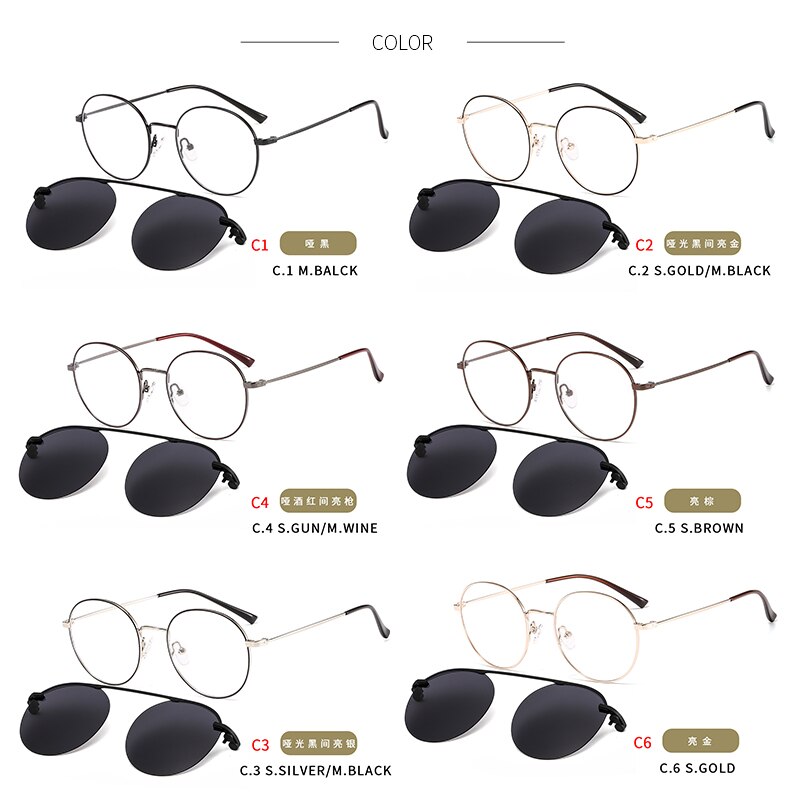 CEOFY – lunettes de soleil polarisées pour hommes et femmes, monture ronde avec Clip magnétique