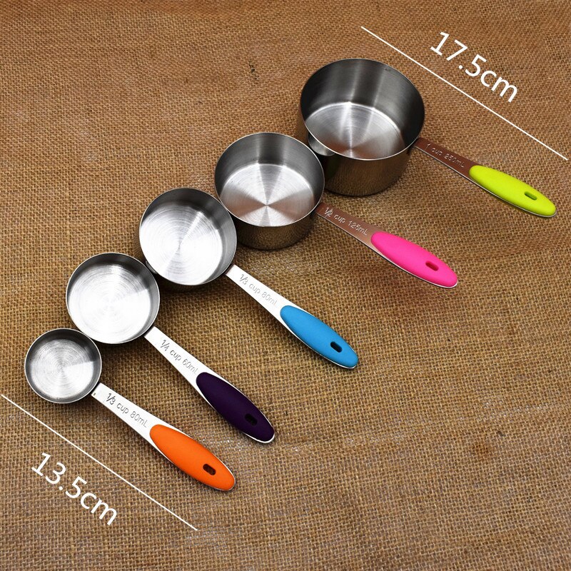 Cuchara-cucharas medidoras de acero inoxidable para cocina, utensilios de cocina para hornear, Color caramelo, NR 001, 5 unidades por lote