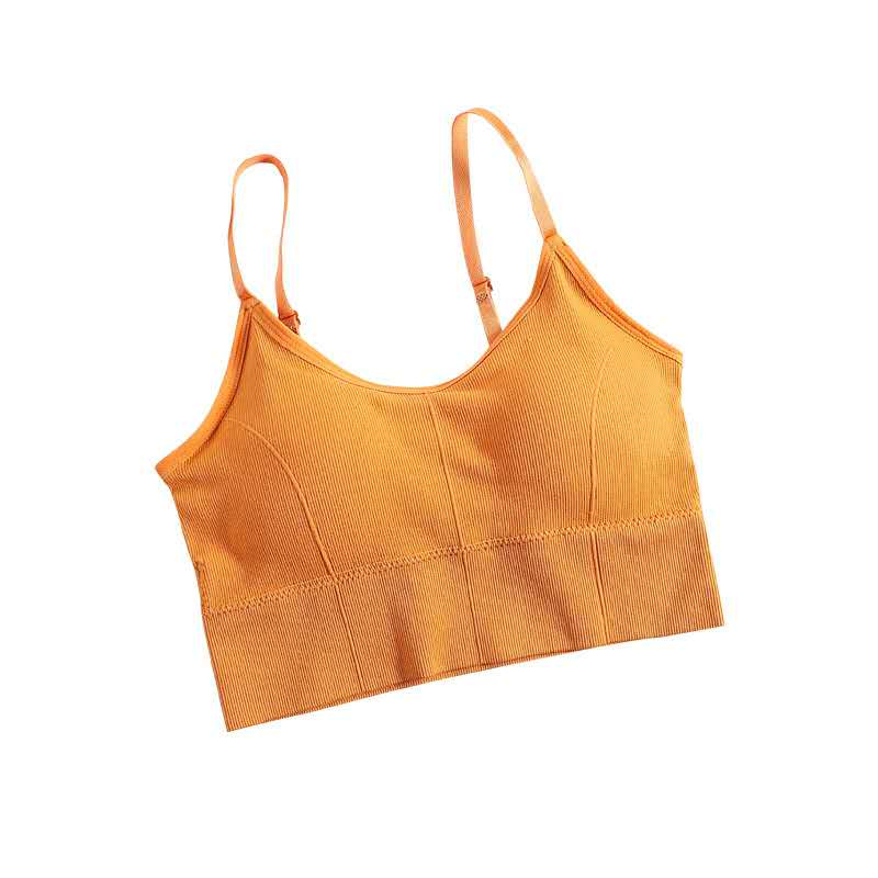 Smuk ryg skulderrem kort wrap bryst tube top damer sømløs ensfarvet anti-blænding bh undertøj primer kvinder: Orange