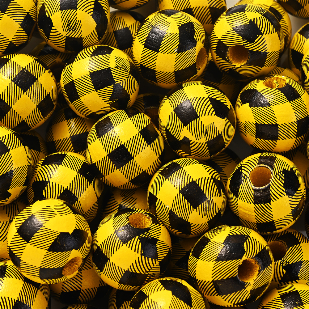 Ensemble de perles décoratives peintes en jaune, jolies perles en bois, perles d'espacement rondes, guirxiété de bricolage, décor de fête exécutif, 10 pièces: Rouge