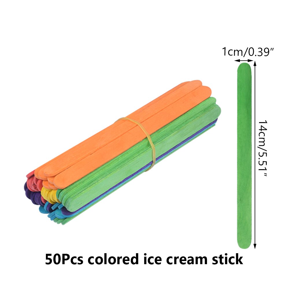 Palito de cubitos de hielo para niños, 50 Uds., accesorios para manualidades, palos de paleta, palos de polo, herramientas para crema de piruleta: 010