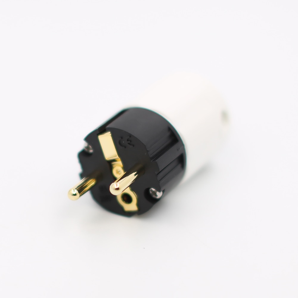 2 pièces 24K plaqué or Schuko prise mâle HIFI EU prise d'alimentation HIFI