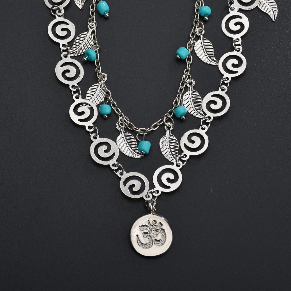 3D icon ankle bracelet foot jewelry barefoot sandal foot jewelry barefoot sandal leaf tree anglets peacock blue ball: 3D