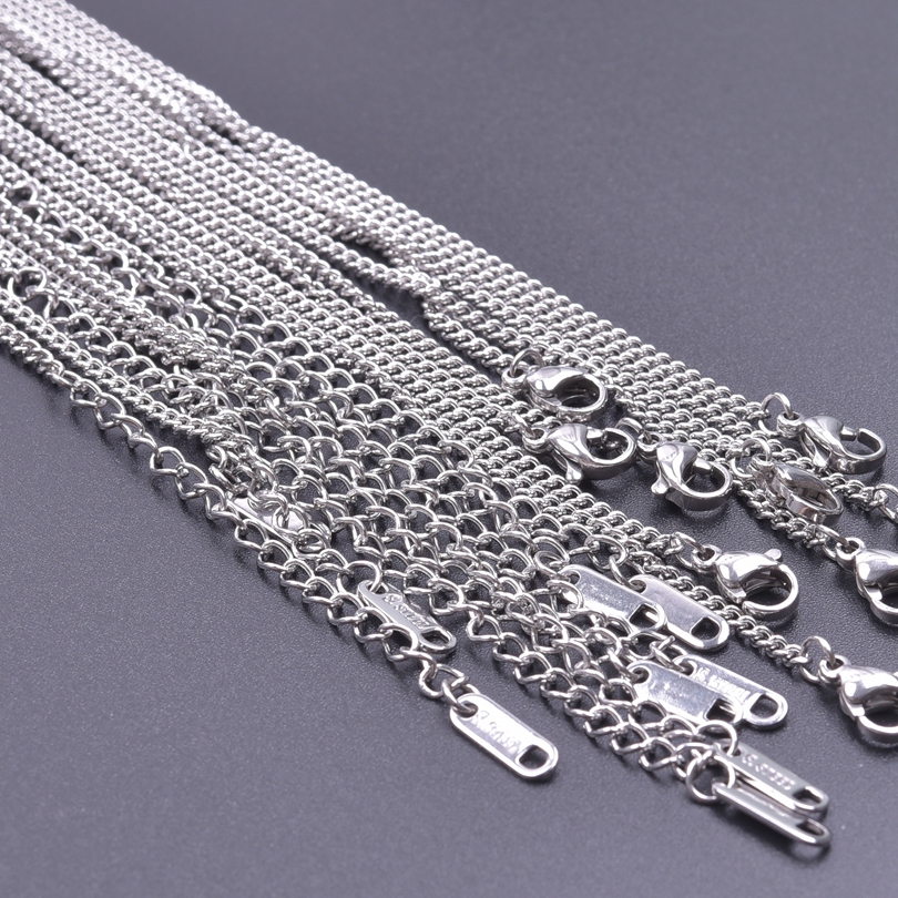 10pcs/Lot Stainless Steel 45cm Adjustable Chain Necklace For Women Men Chains DIY Components 1.2/1.5/1.6/2/2.2/2.5/3mm: Plating Gun