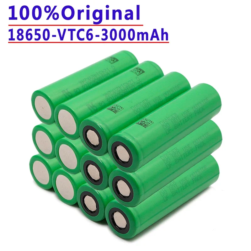 100% original. Wiederauf ladbar. Vtc6 Batterie. Lithium, 3,7 V, 3000mAh, Abs. 18650. Vtc 6,30 a, Spielzeug, Taschenlampe, 3000mAh.