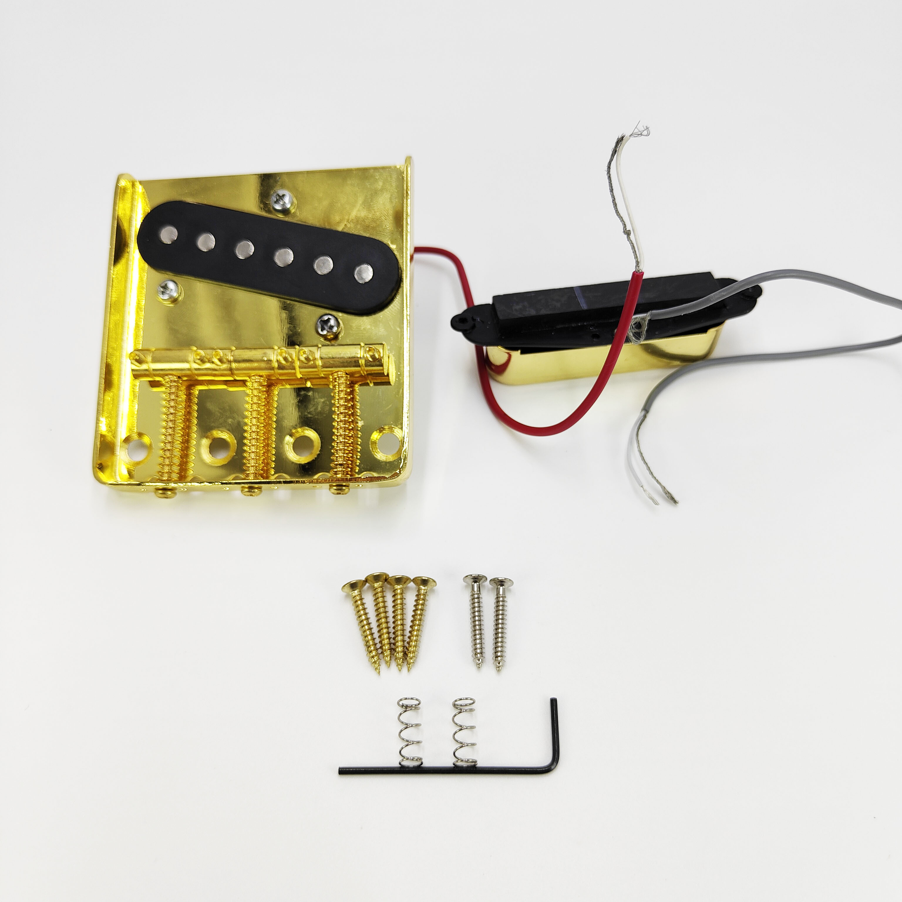 Puente de cenicero de tres monturas de compensación de latón, puente de guitarra, pastilla completa para accesorios de guitarra eléctrica Telecaster Tele-TL: Oro