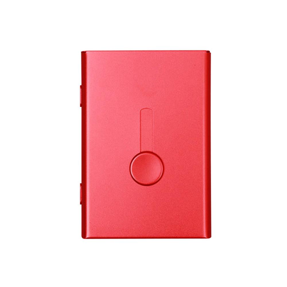 Business Card Holder Hand Push Card Case Bank Card Package Metal Ultra Thin Business Card Packaging Box Organizer: Red