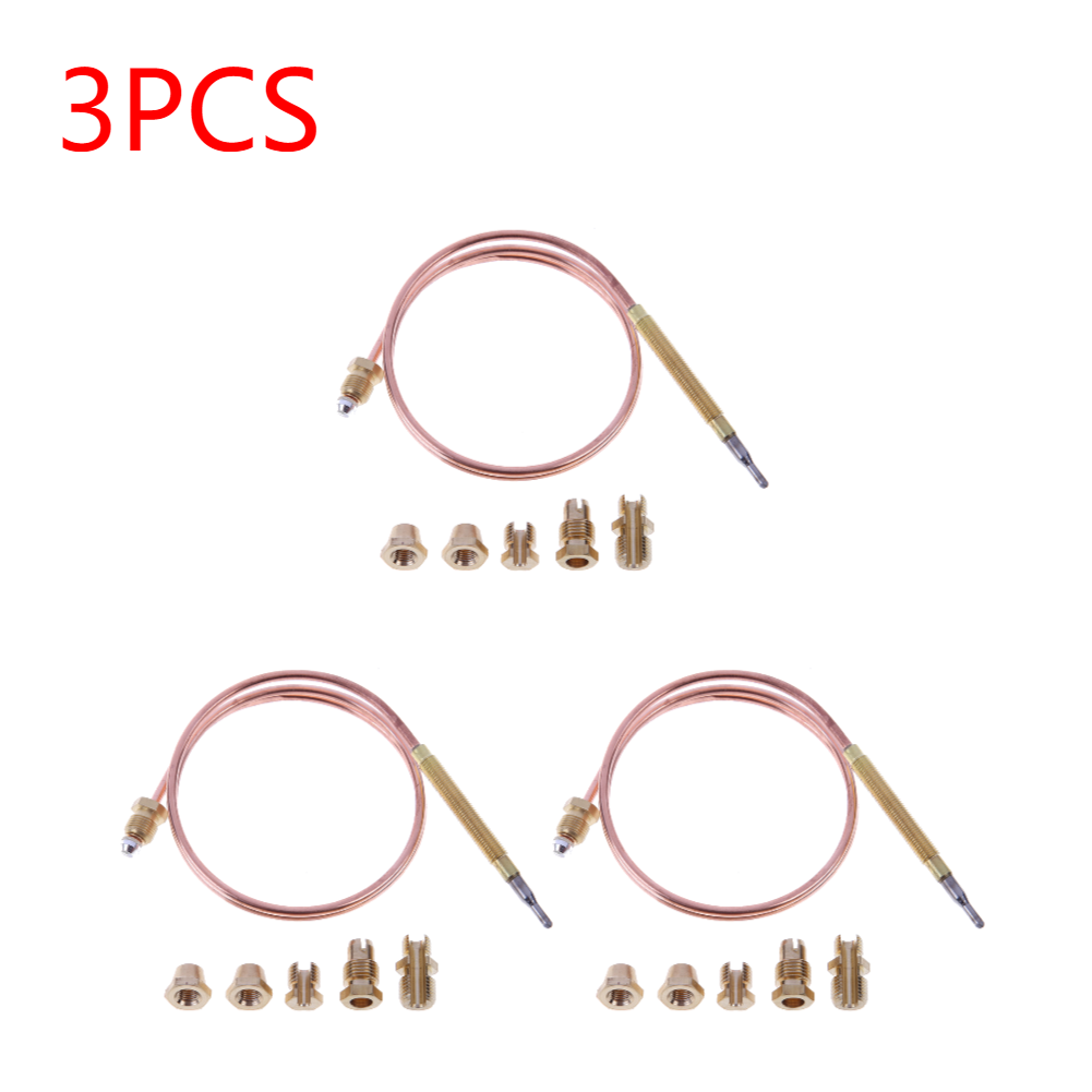1-5 st universal gas termoelement ventil 60/120cm eldstad ersättningstermoelement för vattenkokare teurna med 5 fasta delar: Silver-