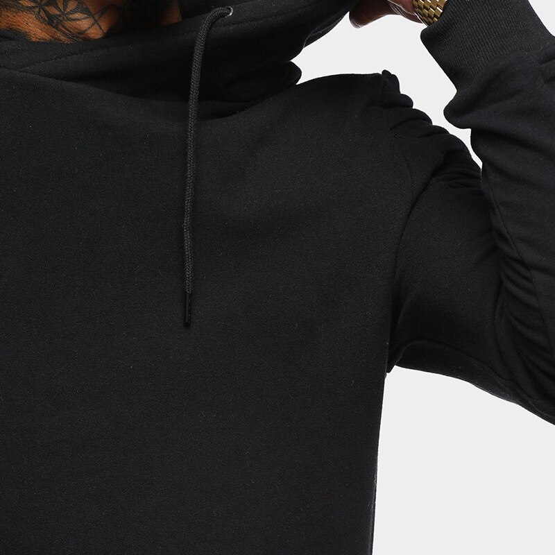 Herfst/Winter Geplooide Effen Kleur Hoodie Run Sport Trend Trui Lange Mouwen Losse Casual Sueter Hombre con Capucha