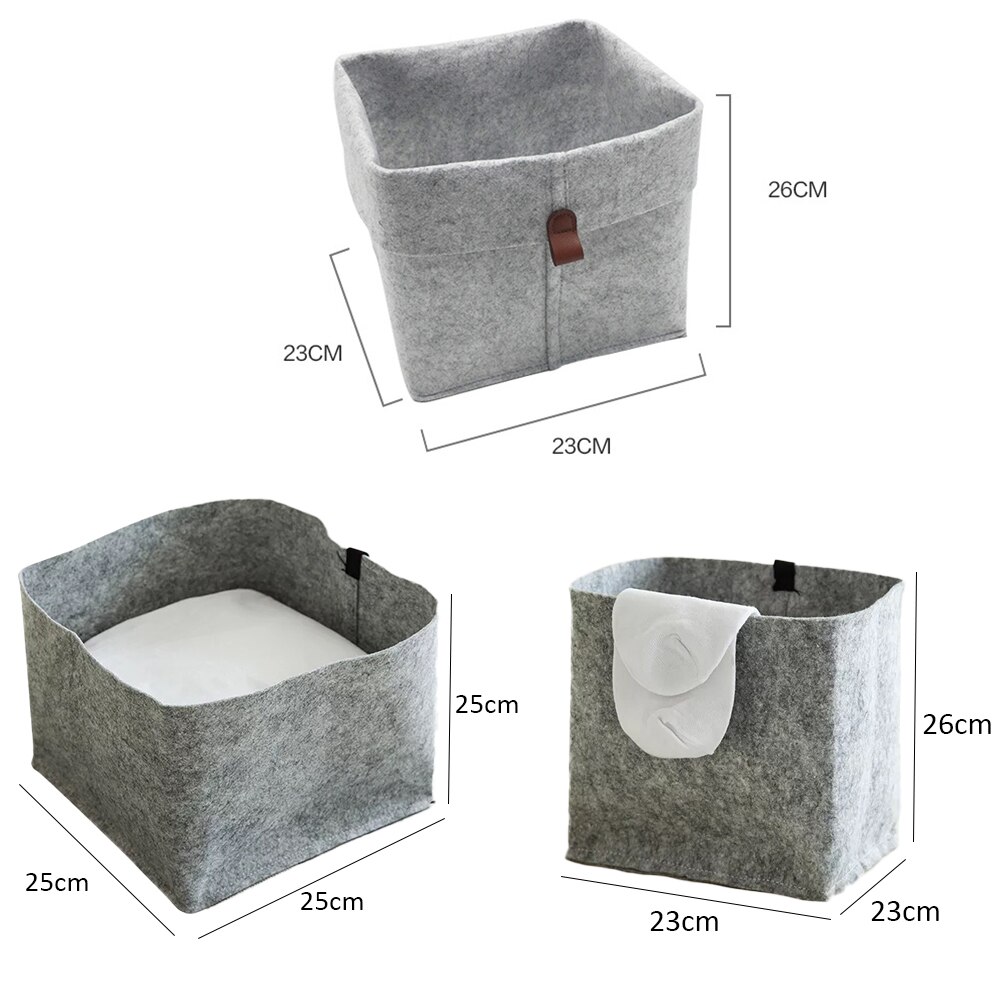 Laundry Basket Rectangular Felt Foldable Storage Basket Toy Book Dirty Clothes Container Desktop Living Room Bathroom Organizer