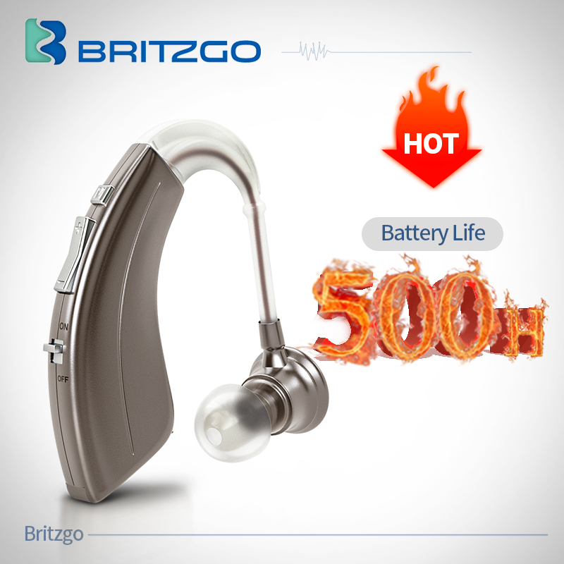 Britzgo-Audífono amplificador de audición, Bha-220 Digital para pérdida de audición de pacientes ancianos, batería de 500 horas, color azul o plateado
