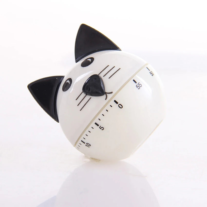Cartoon Cat Countdown Timer 60 Minutes Digital Time Manager Clock Manual Mechanical Kitchen Cooking Time Reminder Baking Tools