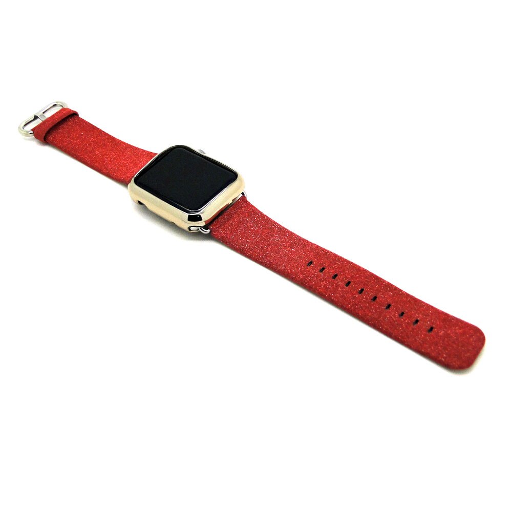 Bling Glitter PU Leder Handgelenk Gurt Für Apple Uhr Band Für iWatch Serie 4 3 2 1 44mm 40mm 42mm 38mm Ersatz Armband: Rot / 42mm and 44mm