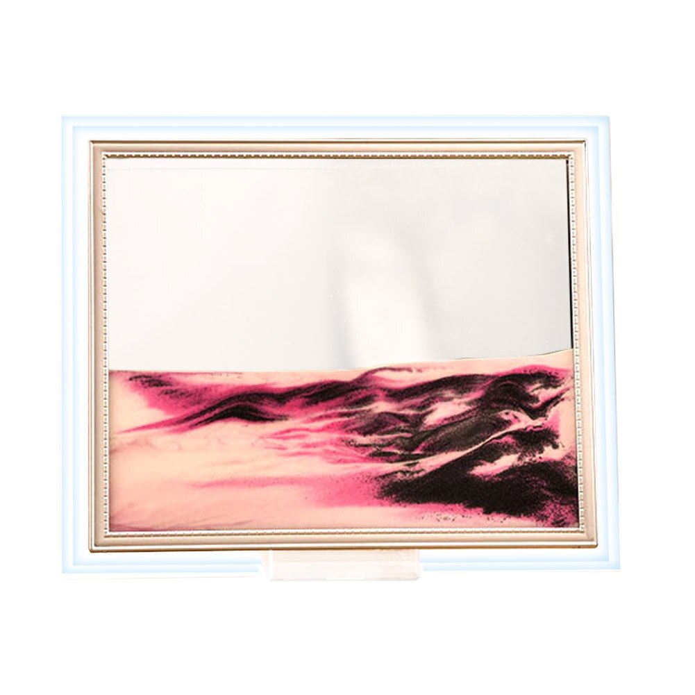 3D Dynamic Flowing Grit Sand Painting Transparent Glass Frame Drawing Landscape L9 #2: Pink 7 Inch