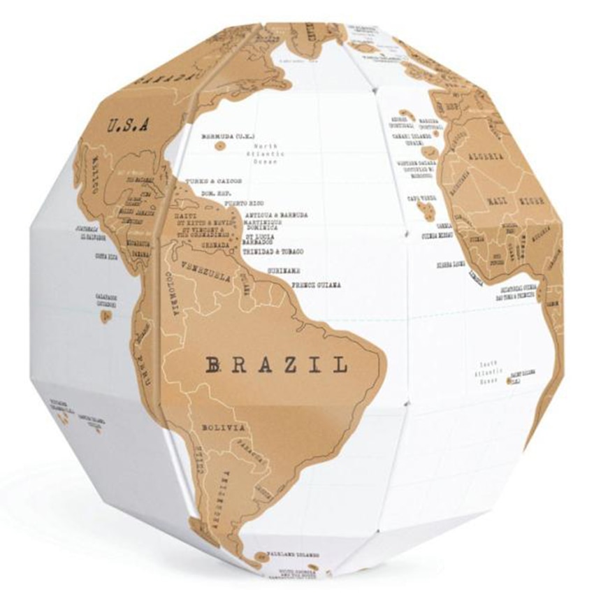 DIY scratch Globe 3D Stereo Assembly Globe World Map Travel Kid Child Toy Geography Teaching Apparatus