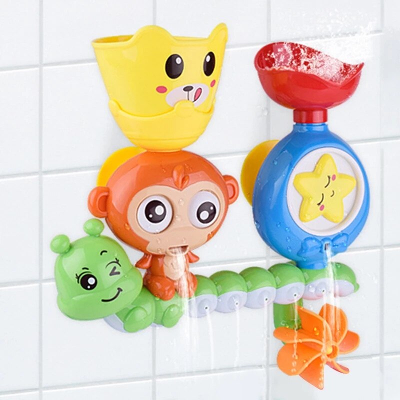 Baby Shower Speelgoed Badkamer Zuignap Track Water Game Kraan Bad Water Spray Tool Zwemmen Bad Speelgoed Kinderen Douche Speelgoed: Orange Monkey