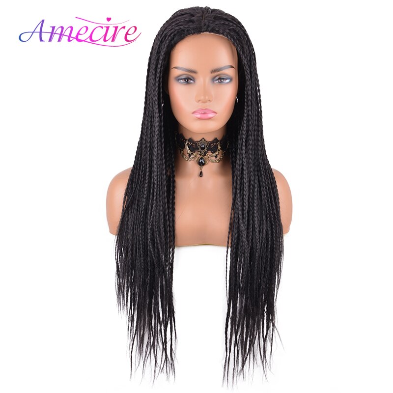 Long Synthetic Headband Wigs Box Braid Wig With Headband 26'' Long Braided Wigs For Black Women Heat Resistant Twist Braids: 1B