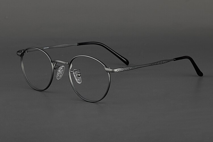 Titanium Glasses Frame Men OV1181 Retro Frame Brand Eye Myopia Prescription Glasses Frames for Men Round Glasses: gun frame