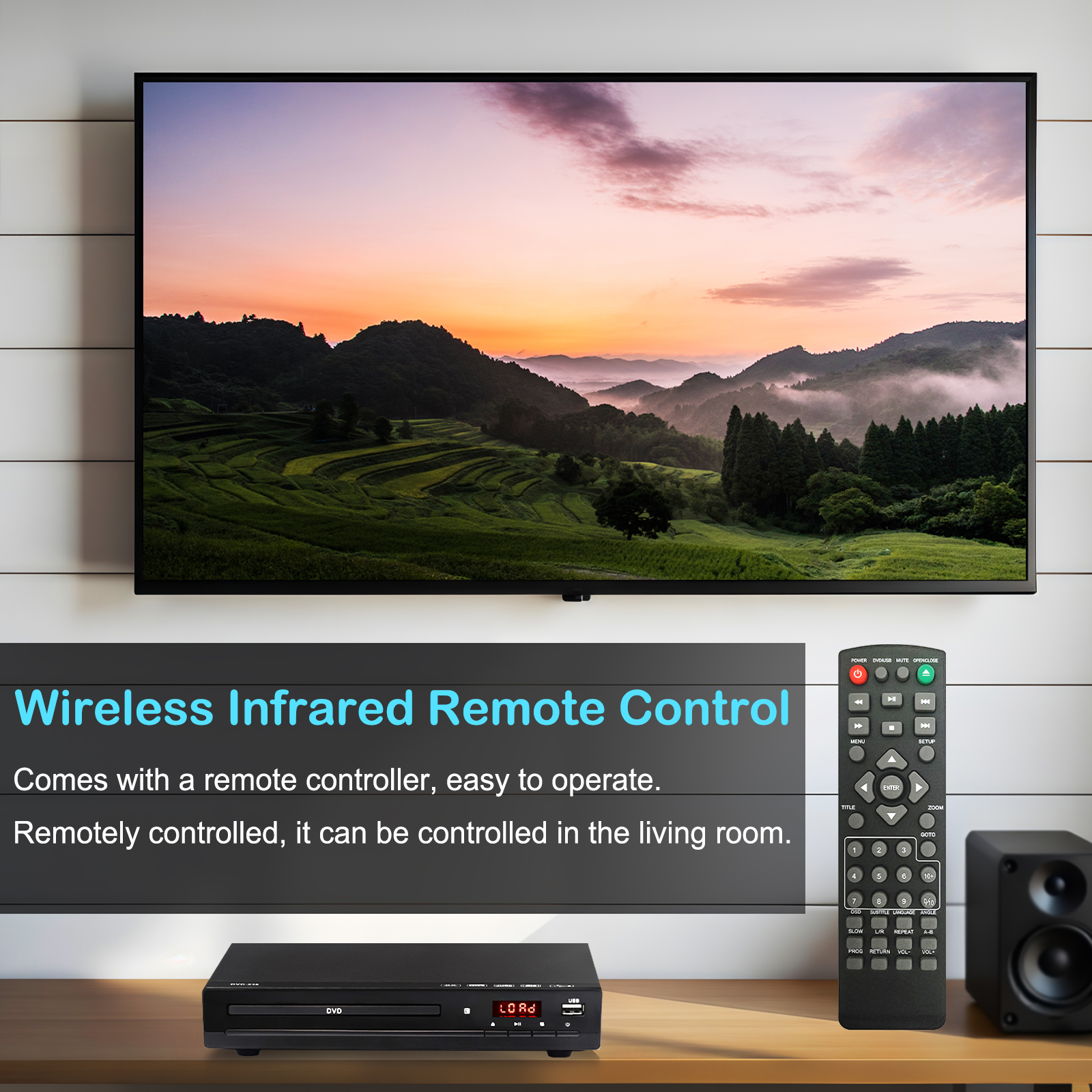 Reproductor de DVD WOOPKER M238 HD 1080P reproductor de discos con Control remoto compatible con USB MP3 MP4 reproductor de DVD en casa para proyectores de TV ordenador