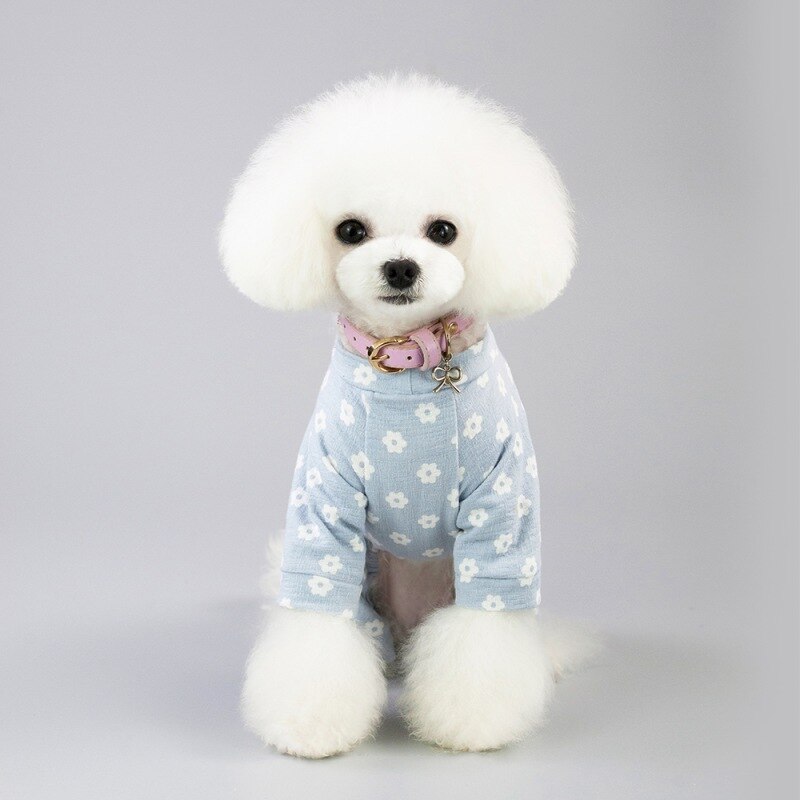 Summer Pet Dog Cotton Pajamas Overalls Daisy Print Pet Clothes Outfit For Small Dogs Soft Leisure Clothes Jumpsuit For Puppy