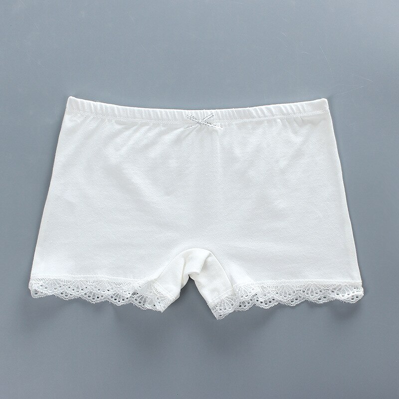 5 pz/lotto ragazze estate pizzo intimo pantaloncini di sicurezza cotone traspirante pantaloni corti adolescente abbigliamento per bambini: white