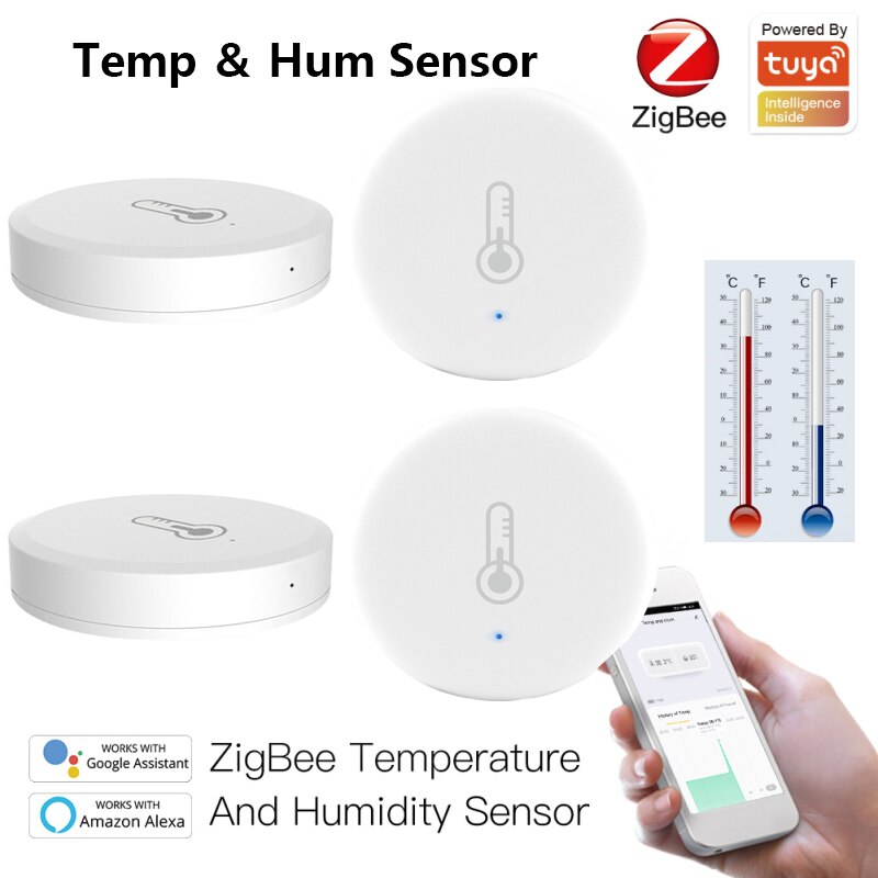 1-4 Stuks Tuya Smart Zigbee Temperatuur Vochtigheid Sensor Batterij Aangedreven Geschiedenis Data Opslag Werk Met Alexa Google Smart leven