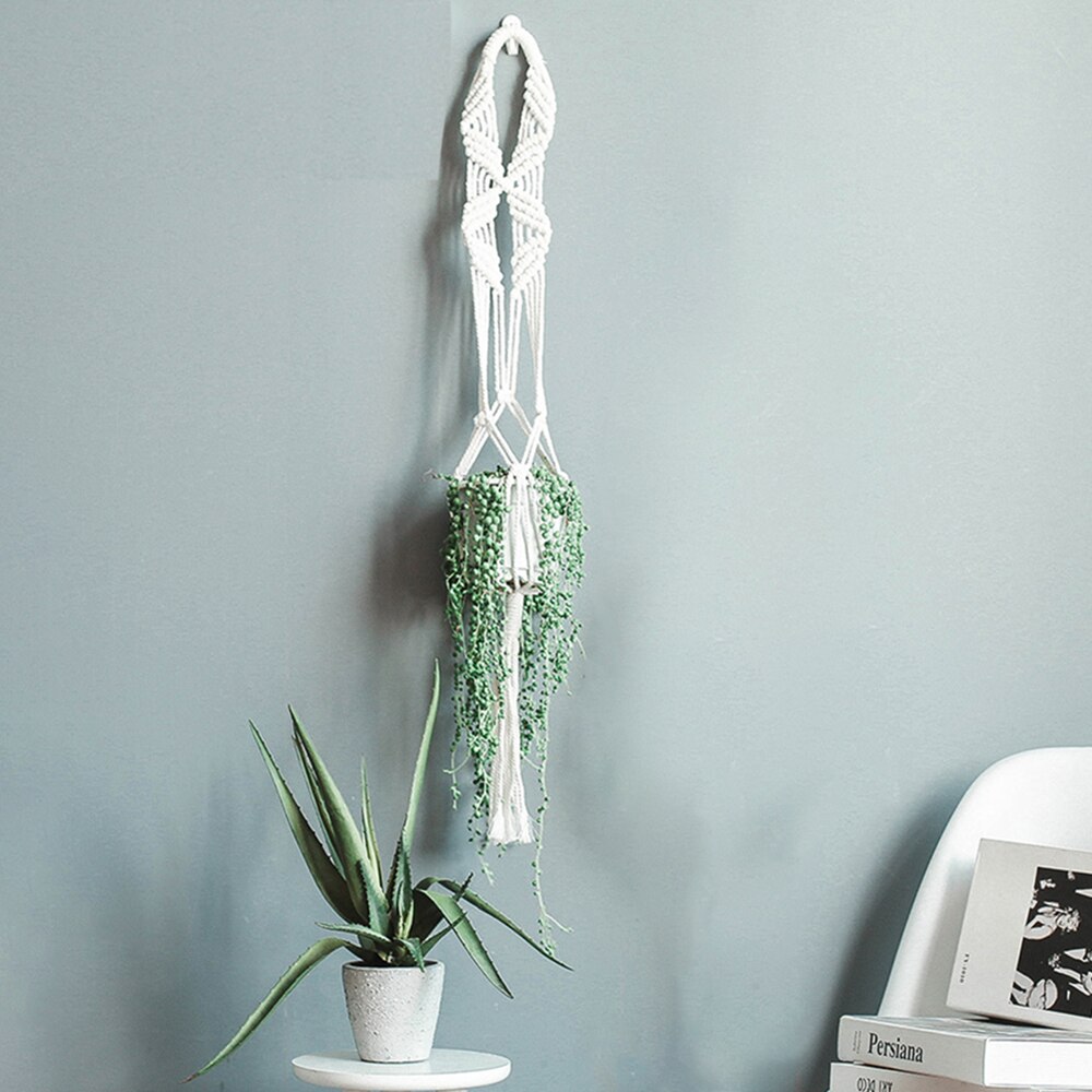 Colgador de macramé para plantas, Cestas colgantes para plantas, decoración Bohemia para el hogar, soporte para plantas de pared, cesta de cuerda, decoraciones para balcón: basket M0203
