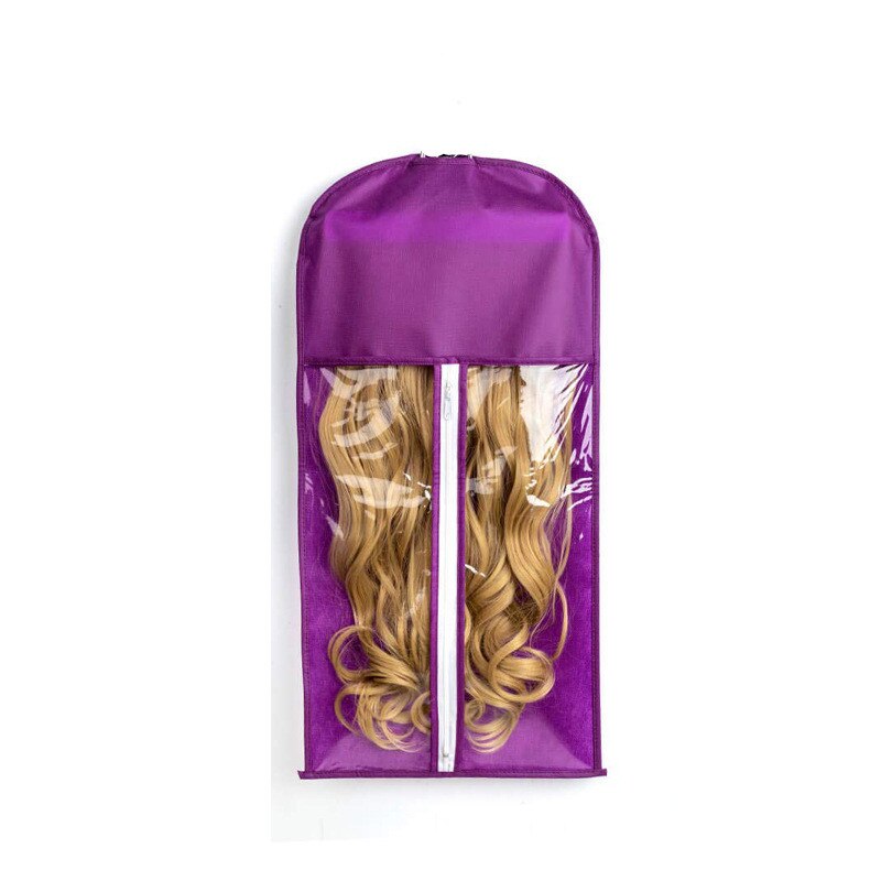 Sac de rangement de perruque Non tissé, housse anti-poussière avec cintre, sac de rangement de perruque Portable de meilleure pour queue de cheval/Clips d&#39;extensions de cheveux: 1 PCS Purple