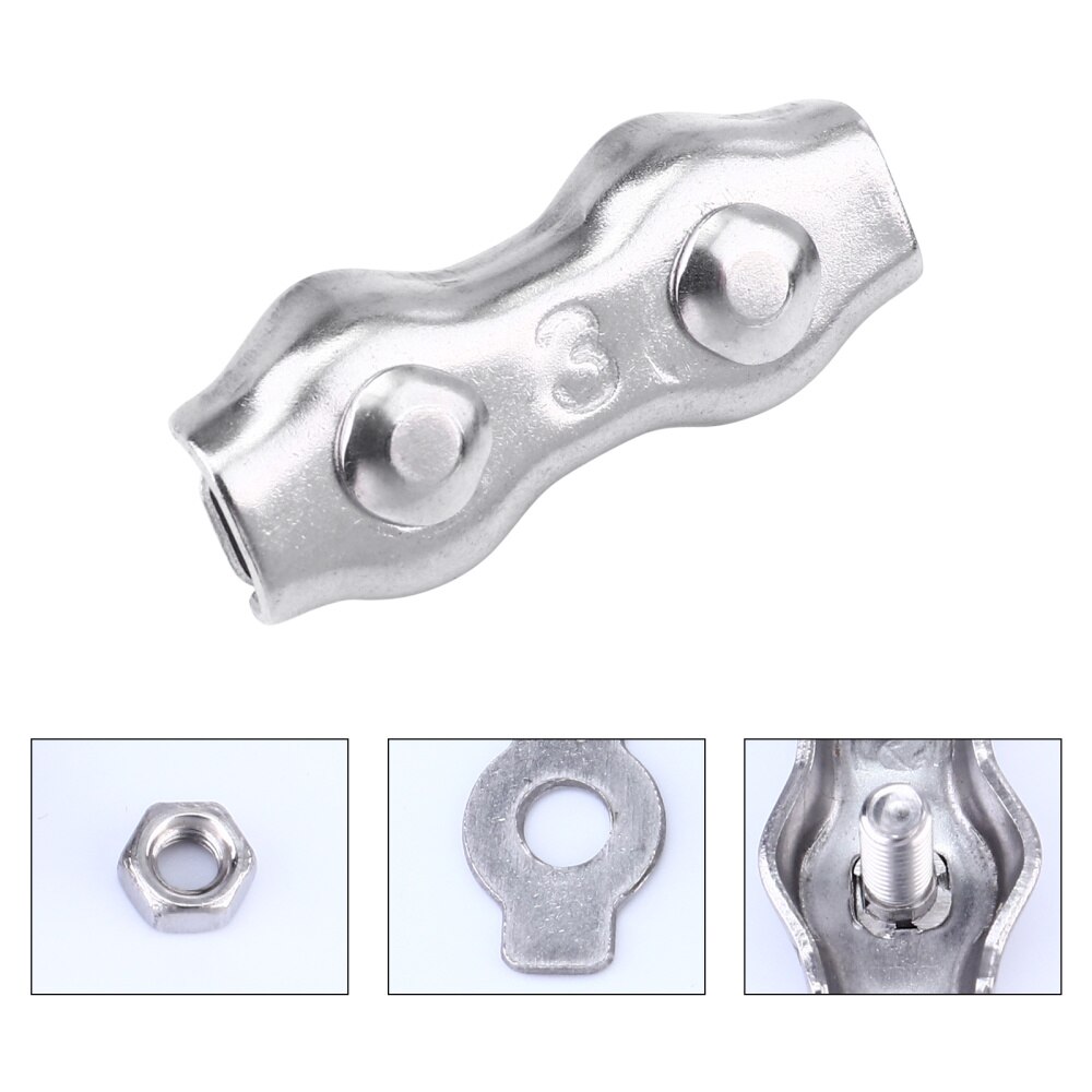 10 Pcs Rope Connector Duplex Wires Splicer Stainless Wire Rope Clip Cable Clamp