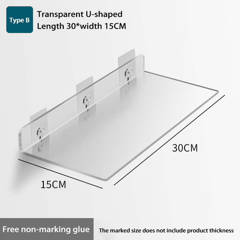 Wall-mounted Acrylic Storage Rack Removable Bathroom Shower Organizer Kitchen & Wardrobe Accessories Self-Adhesive Storage Shelf