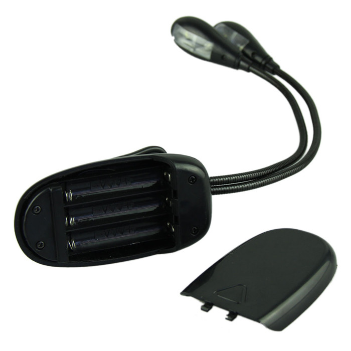 Dobbelpolet ledet leselys 4 lysdioder justerbar svanehals klips på ledet lampe til notestativ boklesing og piano laptop les d
