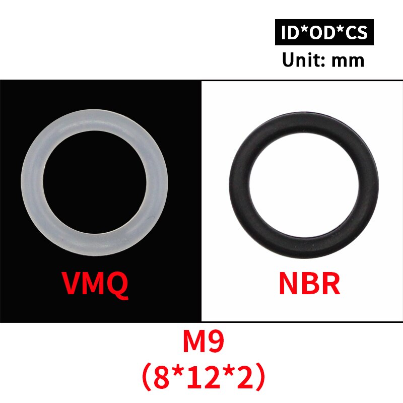 20Pcs M3 M4 M5 M6 M7 M8 M9 M10 Wit Silicon Zwarte Nbr O-Ring Seals Schroef Washer rubber Washer Pakking Ring Assortiment Pakkingen: M9 / Silicon (White )
