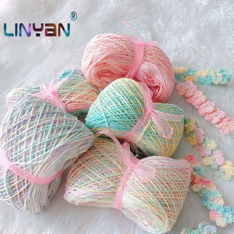 5 balls * 50g Pure cotton space dye 3# lace yarn f... – Grandado