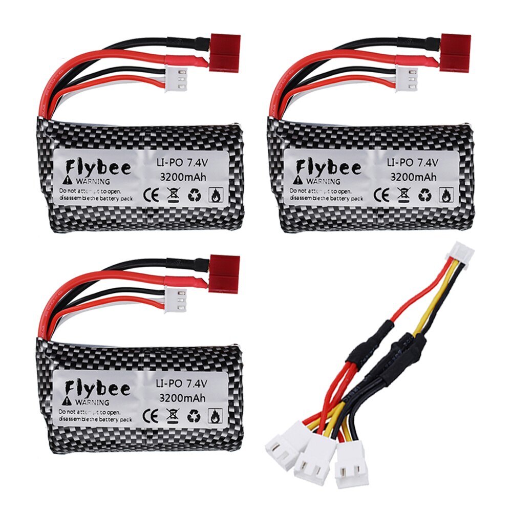 7.4V 3200mAh 2S Lipo Battery For Wltoys 144001 A959-B A969-B A979-B K929-B 12428 12423 10428 Q39 battery for RC cars toys parts: 3pcs 3in1