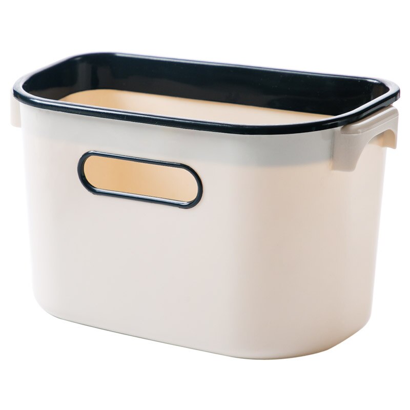 Cubo de basura de pared para cocina, colgador para puerta de armario pequeño para el hogar, papelera de plástico para Baño: Beige