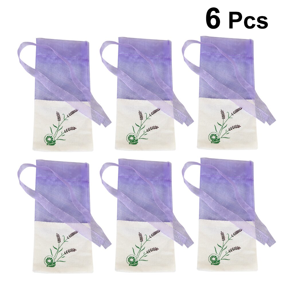 6Pcs Bloemen Printing Lavendel Tassen Lege Geur Pouch Zakjes Tas Voor Ontspannen Slapen Lege Zakjes Opbergtas Organizer