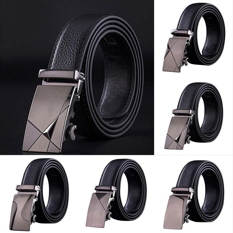 1 Pcs Men's PU Belt Automatic Buckle Buckle Belt Belt Leather Metal Buckle Belt Men's Automatic Buckle Belt