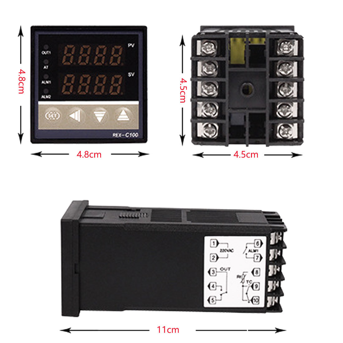 LCD Digital 220V PID Temperature Controller + Max 40A SSR + K Thermocouple PID Controller Set REX-C100
