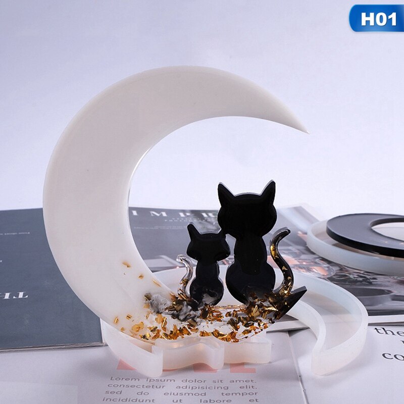 Bricolage cristal époxy miroir cerf chat ange lune Silicone moule bijoux charme moule, utilisé pour bricolage en vrac décoration faisant des bijoux: 1