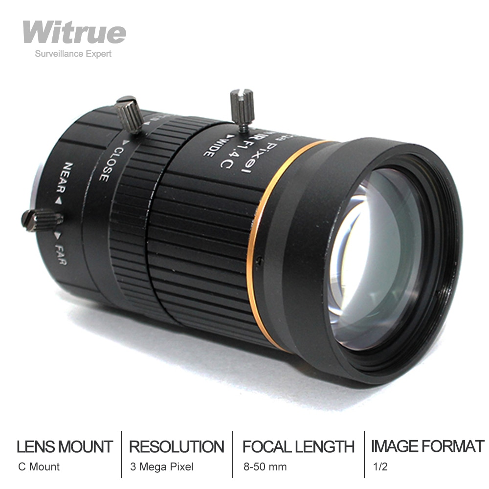 Hd 3.0 Megapixel 8-50Mm Lens C Mount F1.4 Handmatige Iris Zoom Focus Lens Voor Cctv Camera Lndustrial microscoop Camera