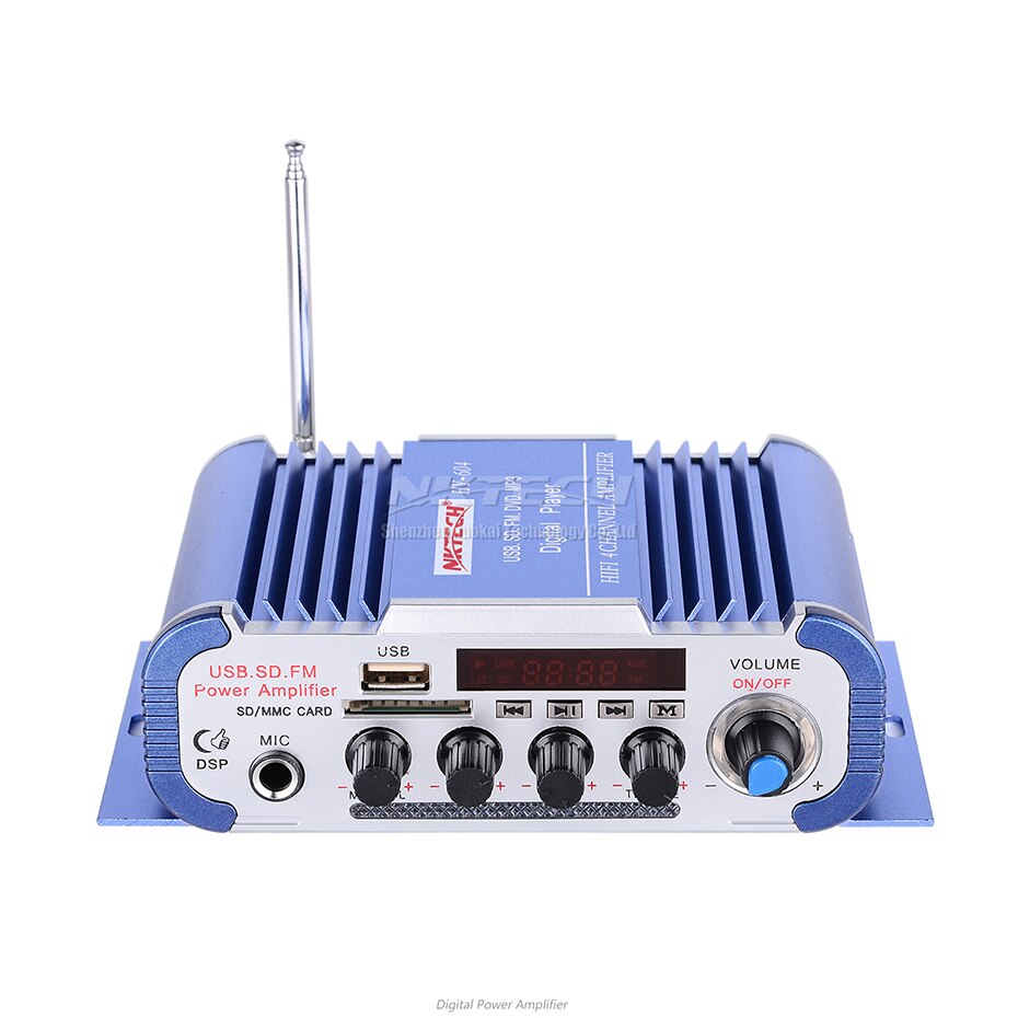 NKTECH HY-604 Auto Audio- hoch Energie Digital Verstärker 4CH x 45W Hallo-fi-Spieler mit MIC Karaoke Nachhall Unterstützung FM SD DVD MP3