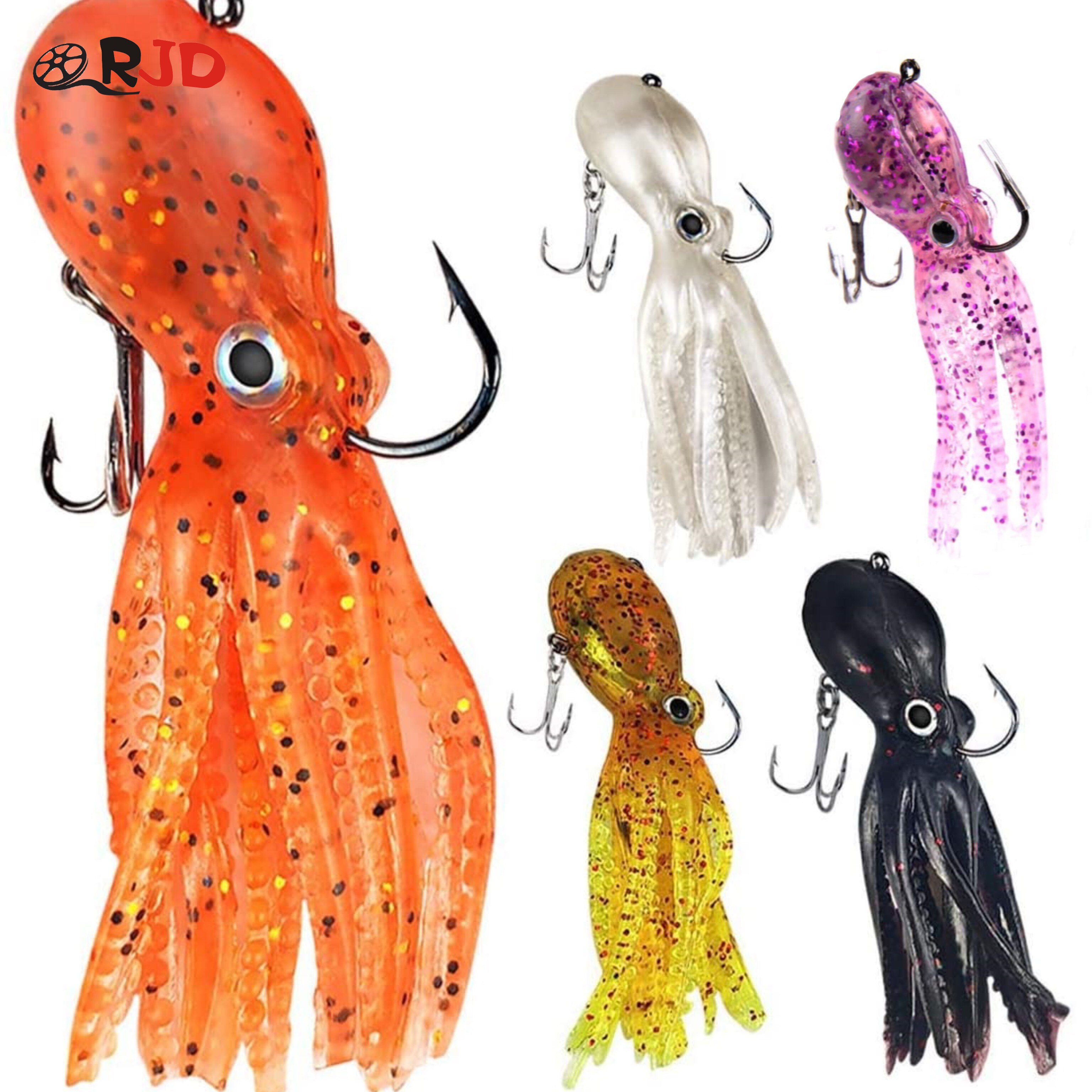Octopus Swimbait 23g 9cm Soft Fishing Bait Skirt Tail Fishing Lure Saltwater Metal Jig Head Lure Rockfish Lingcod Bass Fishing