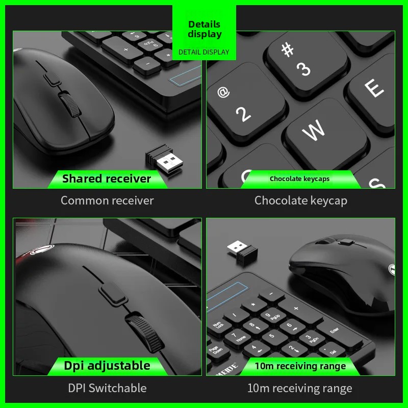 Magforce W100 Chocolate Kabelloses Tastatur-Maus-Set für Bürogebrauch, Desktop-Computer, kompatible einteilige Computer-Tastatur-Maus