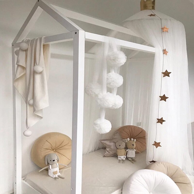 Decoración de la habitación del bebé guirnalda de bolas guirnalda banderines para la princesa de los niños Mosquito pelota de gasa colgante Bebé Ropa de cama producto
