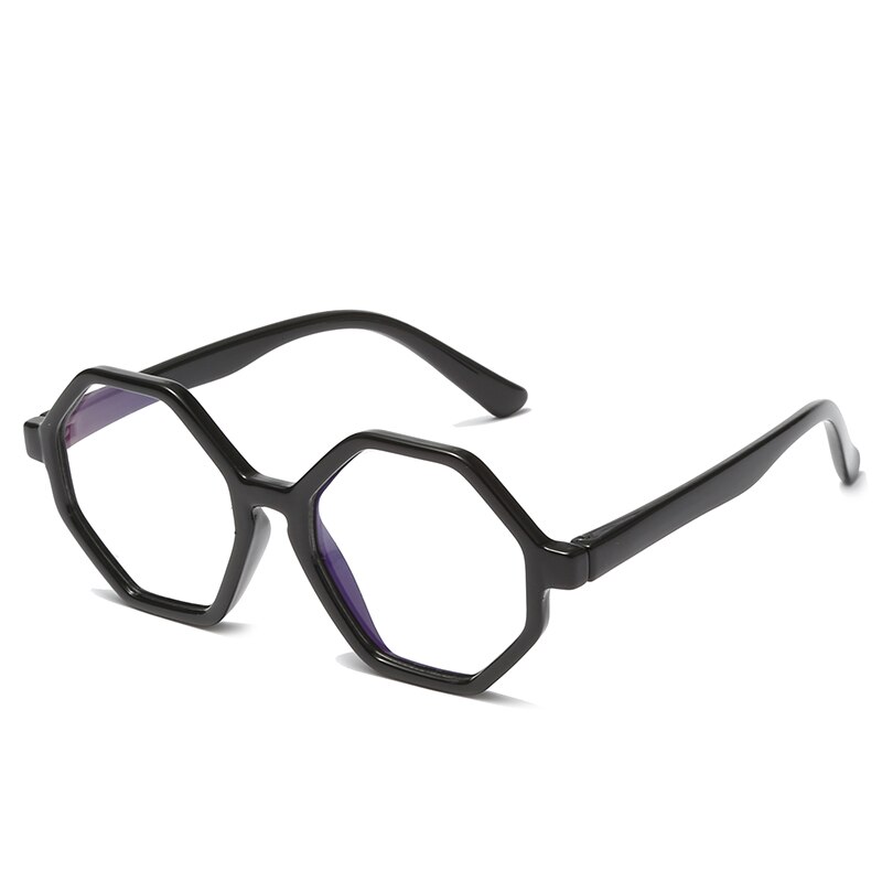 Sześciokątne okulary dla dzieci niebieskie światło okulary blokujące chłopcy dziewczęta komputerowe przezroczyste okulary dziecięce oprawki na okulary UV400: czarny