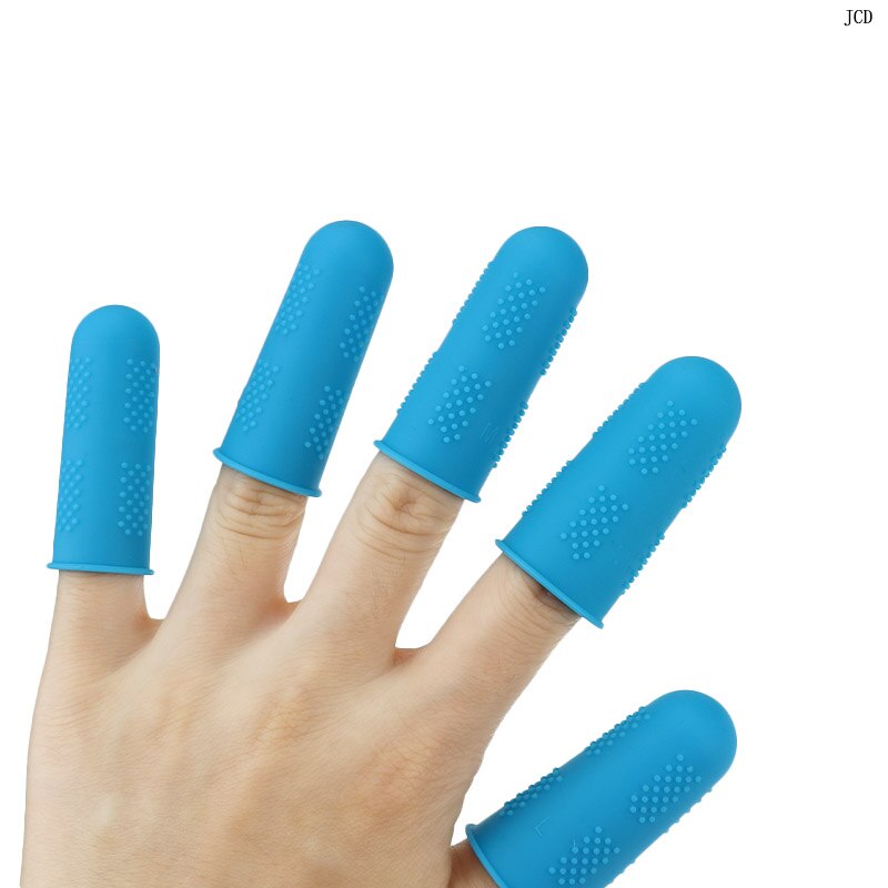 Jcd 5 stk / sæt silikone finger beskytter ærme dækning anti-skære varmebestandig skridsikker fingerdæksel til madlavning køkkenredskaber: Blå