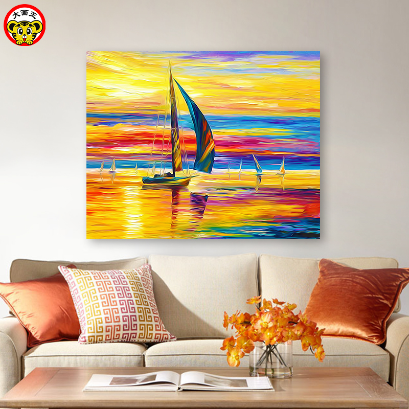 painting by numbers art paint by number Diy European sunset sailing landscape painting background wall hand-painted filling de