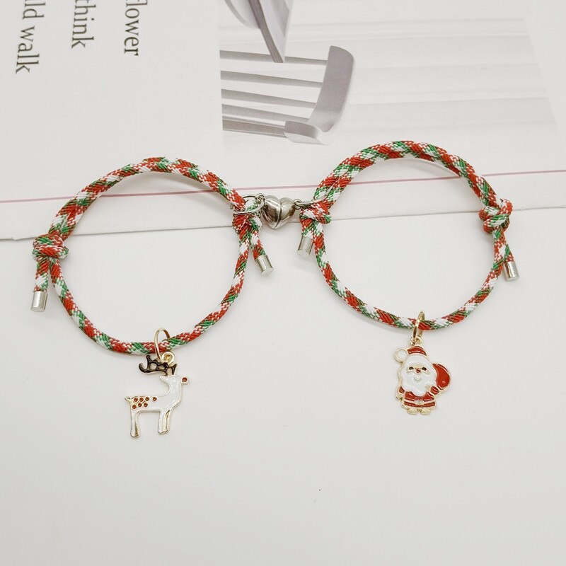 Neue Weihnachten Liebe Magnet Liebe Paar Armband Paar Schneemann Elch Freundin Armband freundschaft armbänder: 3