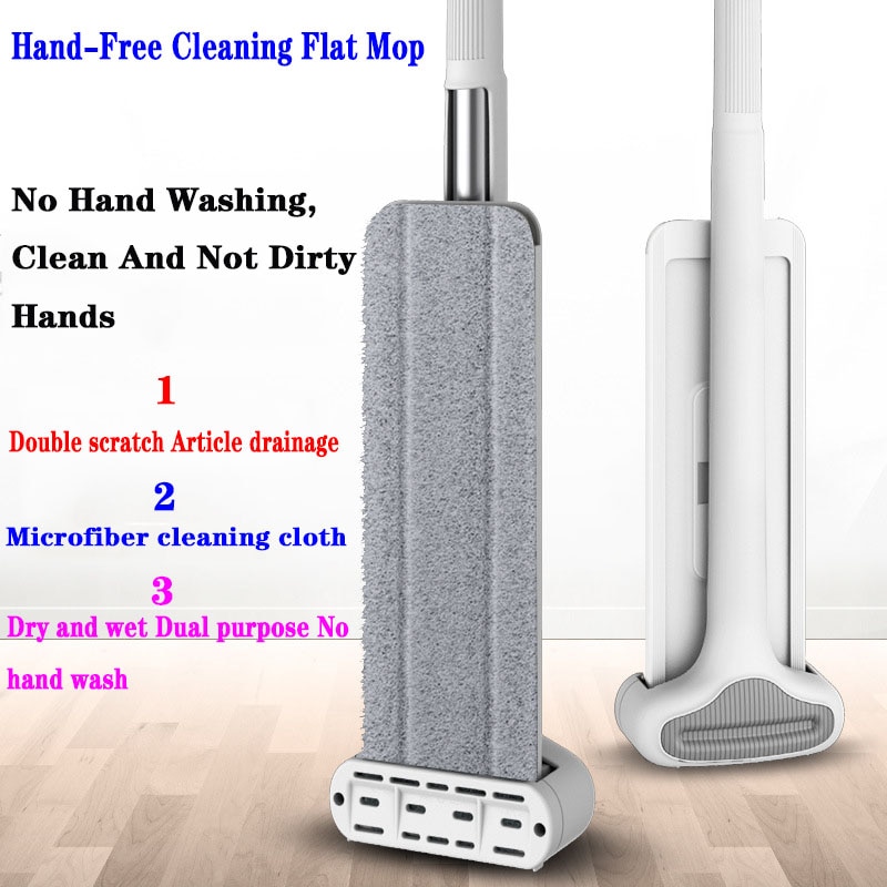 Floor Mop Magic Squeeze Flat Cutting Mop Hands Free For Wash Floor Household Kitchen Floors Cleaning With Microfiber Squeeze Mop