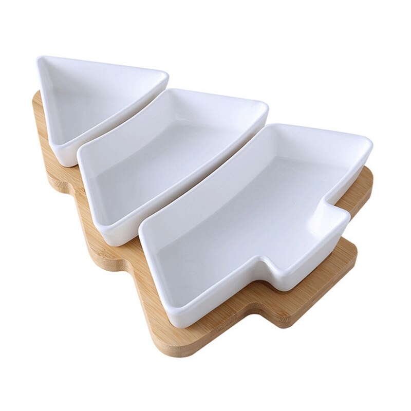 Keramische Bamboe Hout Kerstboom Partitie Plaat Snack Schotel Fruitschaal Schotel: WL